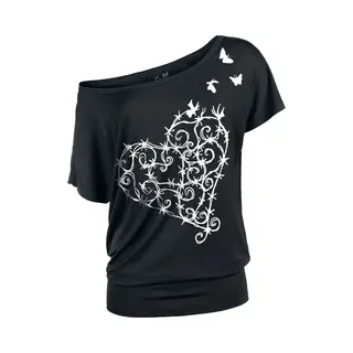 Full Volume By Emp T-Shirt Mit Verspieltem Stacheldraht-Herz T-Shirt Schwarz In Xxl