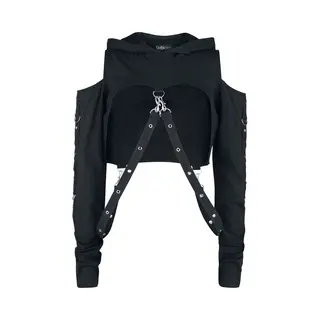 Gothicana By Emp Cropped Hoodie With Straps Hoodie Black