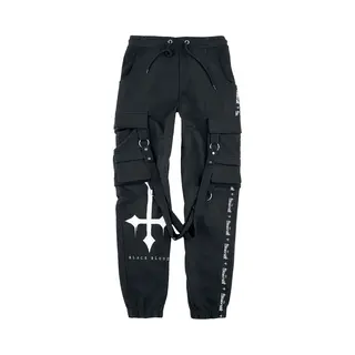 Black Blood By Gothicana Comfy Fabric Trousers With Attached Pockets And Black Blood Prints Cloth Trousers Black