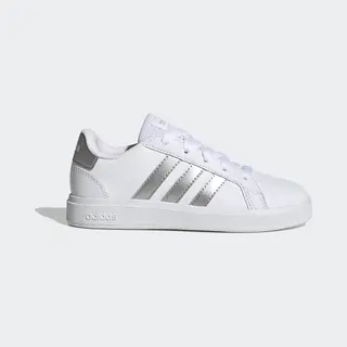 Adidas Unisex Kids Grand Court Lifestyle Tennis Lace-Up Shoes, White/Matte Silver/Matte Silver, 4.5 Uk