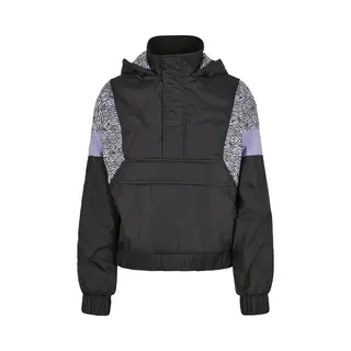 Urban Classics Damen Ladies Aop Mixed Pull Over Jacket Jacke, Black/Zebra, S