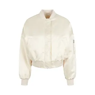 Urban Classics Damen Jacke Ladies Short Oversized Satin Bomber Jacket Whitesand 4XL