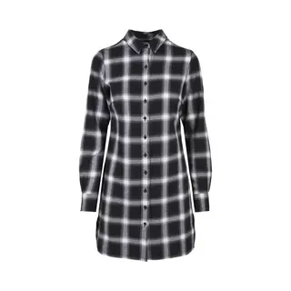 Urban Classics Damen Kleid Ladies Cotton Check Shirt Dress Black/White Xs
