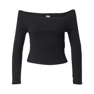 Urban Classics Damen Ladies Off Shoulder Rib Longsleeve T-Shirt, Black, 5XL
