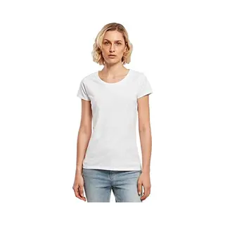 Build Your Brand Damen Basic Tee – Figurbetontes Baumwoll T-Shirt Mit Rundhalsausschnitt & Kurzen Ärmeln, Ideal Für Alltag, Freizeit & Veredelung,
