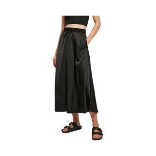 Urban Classics Damen Ladies Satin Midi Skirt, Black, Xs