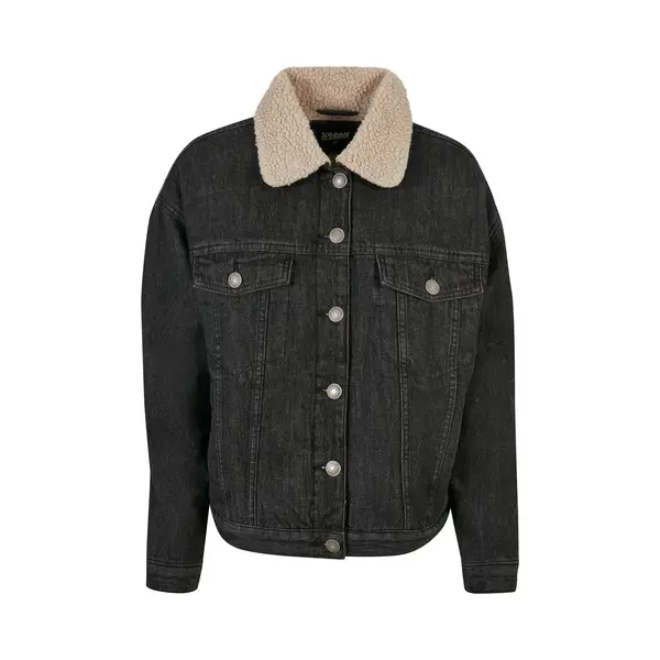 Urban Classics - Oversized Sherpa Denim Jacket - Xs - Zwart thumbnail