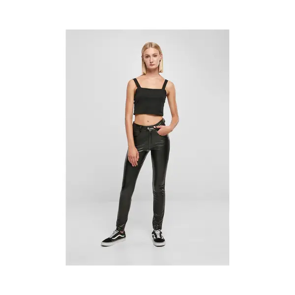 Urban Classics Damen Hose Ladies Mid Waist Synthetic Leather Pants Black 31 thumbnail