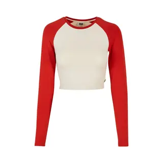 Bio-Langarm-Crop-T-Shirt Frau Urban Classics Retro Baseball