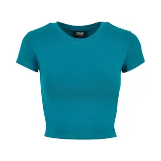 Urban Classics Dames Stretch Jersey Crop T-shirt Dames T-shirt, Water Groen, S
