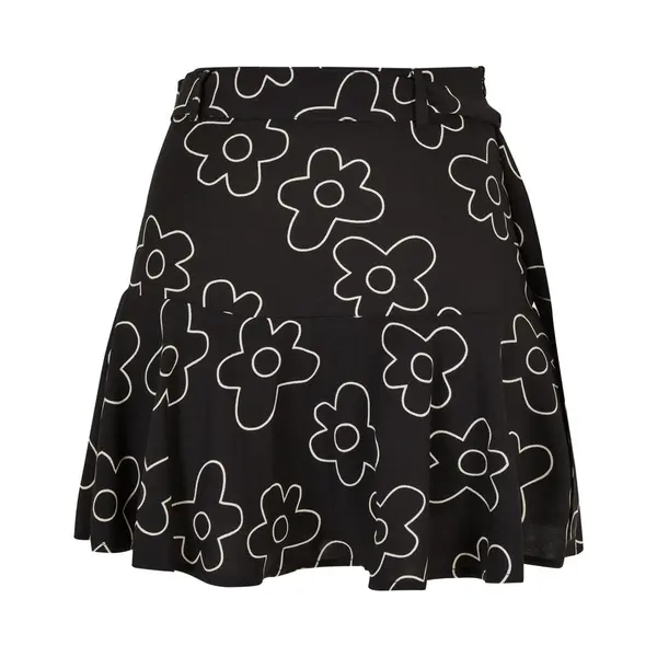 Urban Classics Damen Skirt Ladies Viscose Mini Skirt Blackflower 4XL thumbnail