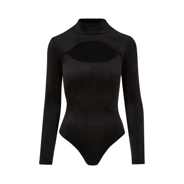Body Mit Ausgeschnittenem Rollkragen Aus Samt, Damen Urban Classics thumbnail
