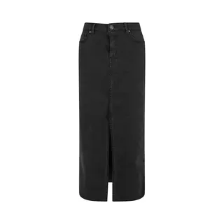 Urban Classics Women's TB7092-Ladies High Slit Denim Skirt, Black Washed, 29