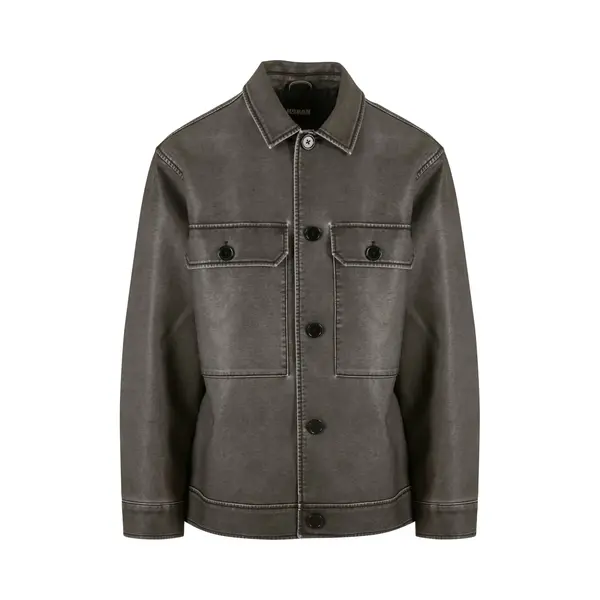 Urban Classics Herren Übergangsjacke Synthetic Vintage Leather Shirt Jacket, Herren Kunstlederjacke Mit Brusttaschen, Größen S - Xxl thumbnail