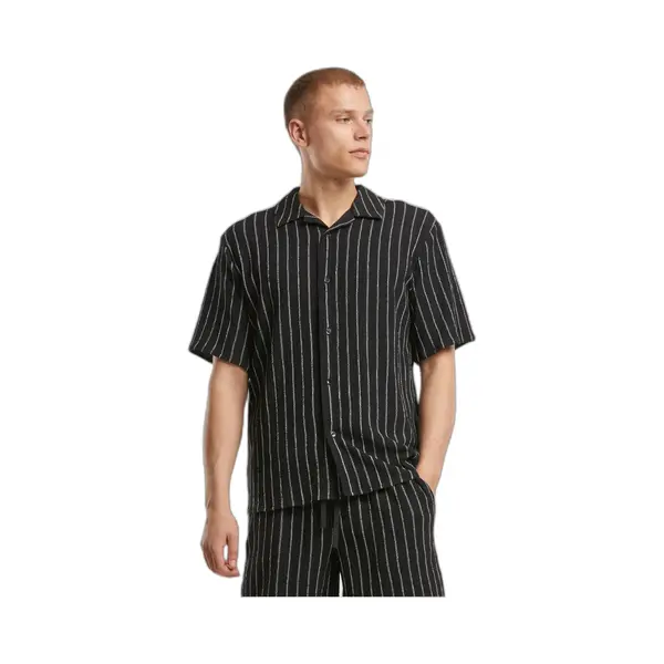 Urban Classics Herren Hemd Striped Crinkle Resort Shirt, Gestreiftes Sommerhemd Für Männer, Größen S - 5XL thumbnail