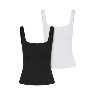 Urban Classics - Wide Neck Rib 2Pack Mouwloze Top - 5XL - Zwart/Wit