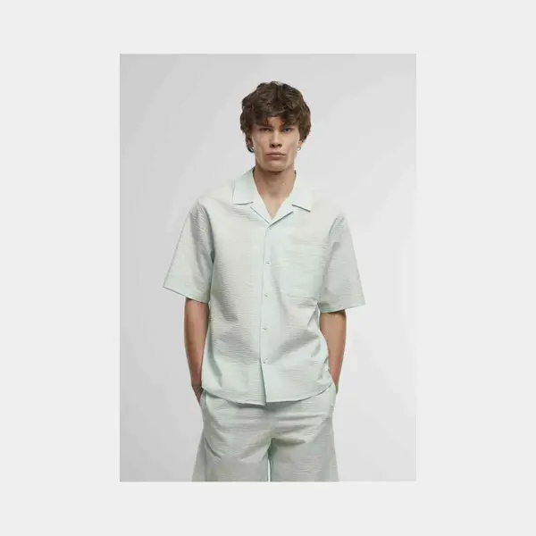 Casual Short-sleeved Shirt Urban Classics Seersucker thumbnail