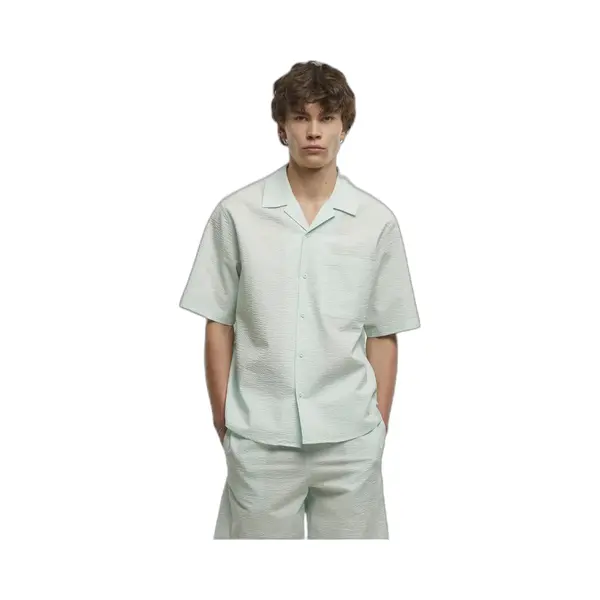 Casual Short-sleeved Shirt Urban Classics Seersucker thumbnail