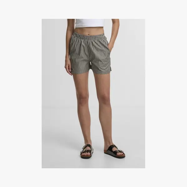 Urban Classics, Damen, Shorts, Ladies Striped Shorts - 137883, Weiss, Grün, (4XL) thumbnail
