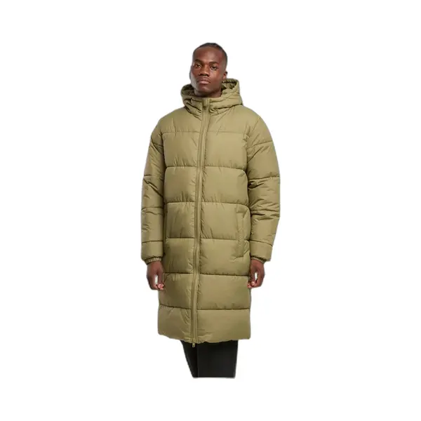 Urban Classics - Long Puffer Winterjas - S - Olijfgroen thumbnail