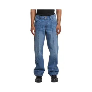 Urban Classics - Wide Leg Denim With Dividing Seams Broek Rechte Pijpen - Taille, 44 Inch - Blauw