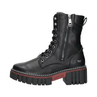 Mustang Damen Stiefelette Biker Plateau Chunky Sohle Reißverschluss 1447-504, Größe, 37 Eu, Farbe, Schwarz