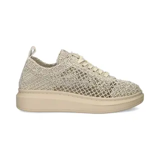 Mustang Damen Sneaker Court Makramee Blumen Netzstruktur 1468-301, Größe, 40 Eu, Farbe, Beige