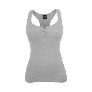 Urban Classics Top - Ladies Button Tanktop - Xs Tot 5XL - Voor Vrouwen - Grijs