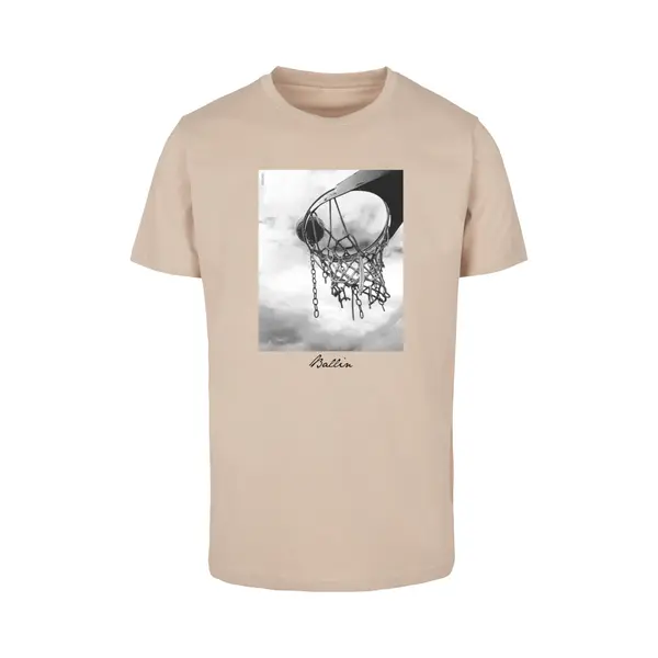 Mister Tee Herren T-Shirt Ballin 2.0 Tee, T-Shirt Mit Fotoprint Für Männer, Regular Fit, Streetwear, Sand, M thumbnail