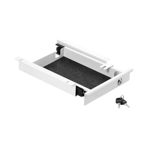 Cavo Dokumentenschublade Aus Stahl 220 Mm Weiß, Abschließbar, Mit Kabeldurchführung, Schreibtischschublade thumbnail