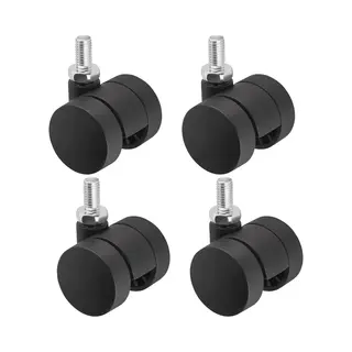 Sotech Set Van 4 Meubelwielen Aachen Met M8 X 15 Mm Schroefdraad (Ø 35 Mm, 40 Kg Draagvermogen Per Wiel, 360 Graden Draaibaar, Zwart)