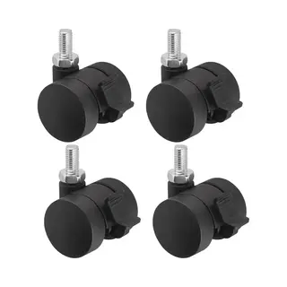 Sotech Set Van 4 Meubelwielen Aachen Met M8 X 15 Mm Schroefdraad En Rem (Ø 35 Mm, 40 Kg Draagvermogen Per Wiel, 360 Graden Draaibaar, Zwart)