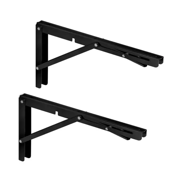 So-Tech® Wandregalhalter 1 Paar Schwerlast Klappkonsolen Tragkraft Bis 150 Kg, Set, Schwarz, Breite 25 Mm, Höhe 175 Mm, Tiefe 350 Mm thumbnail