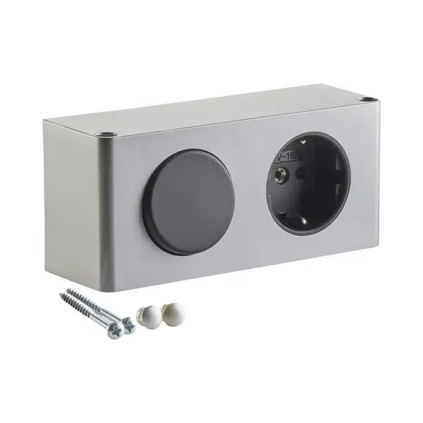 So-Tech® Steckdose Powerbox Für Spiegelschränke Silbergrau Inkl. Lichtschalter, 1-St., Stromversorgung Für 230 V thumbnail