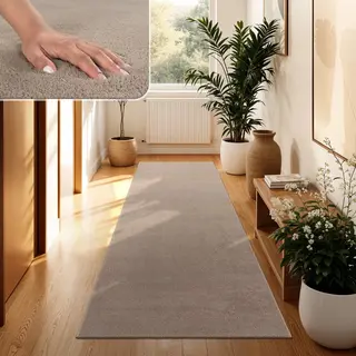 Paco Home Modern Cosy Living Room Rug Short Pile Washable Fluffy Soft Unicolor Fur Look Easy To Clean Non Slip, Size, 60x100 Cm, Colour, Taupe