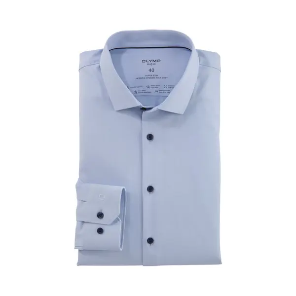 Olymp No. Six Performance Climate Control Overhemd Blauw, Effen thumbnail