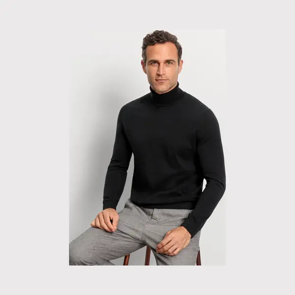 Olymp Casual Trui Coltrui Zwart, Effen thumbnail