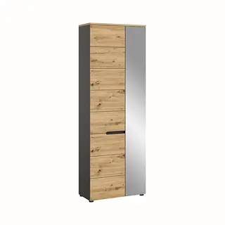 Xonox Garderoben Schrank Canu Eiche Grau Mit Spiegel Modern