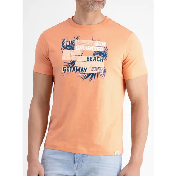 Lerros - T-shirt - Heren - M - 918 Pale Papaya - Katoen - 2563067 thumbnail