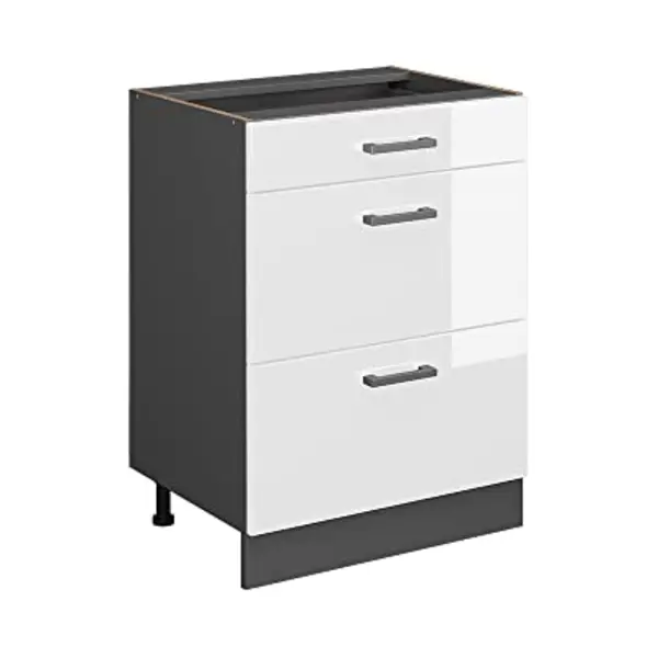 Vicco Unterschrank R-Line Weiß Hochglanz/Anthrazit 60 Mit Schubladen Ohne Arbeitsplatte (1-St) thumbnail