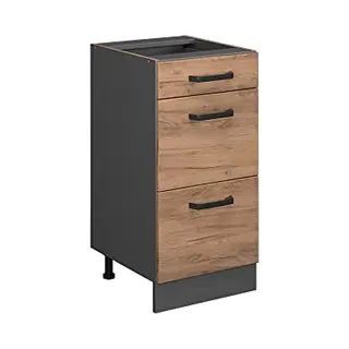 Vicco Unterschrank R-Line Goldkraft Eiche/Anthrazit 40cm, Schubladen, Ohne Arbeitsplatte (1-St)