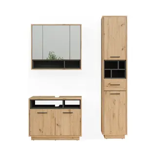 Vicco - Badmöbel-set Beatrice, Artisan-eiche, 3 Teile, Mit Hochschrank