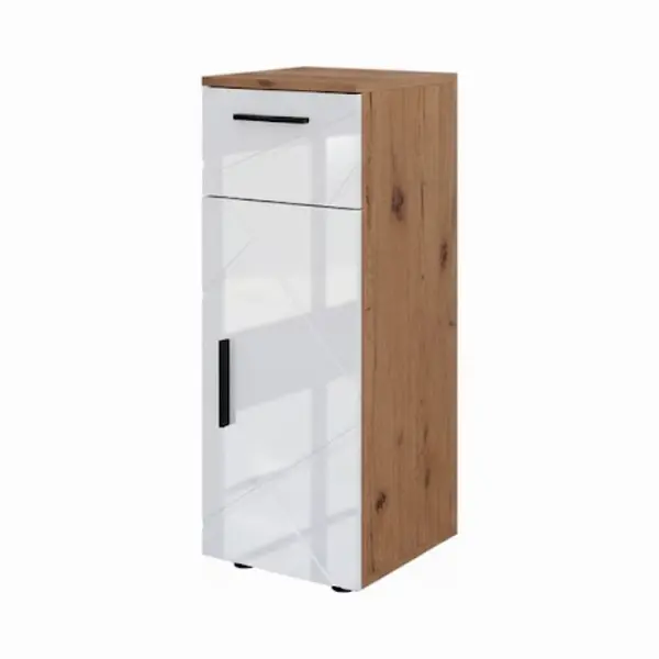 Vicco Midi Cabinet Irma, White High Gloss/gold Power Oak, 30 X 81 Cm, For Bathroom Storage, Compatible With Irma Series thumbnail