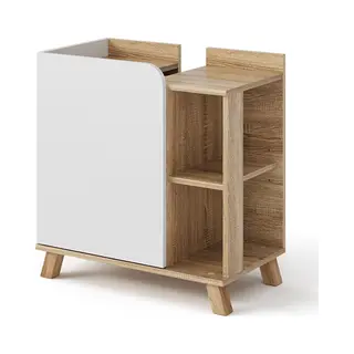 Vicco Sink Base Cabinet Karen, Sonoma/White, 60 X 65 Cm With Door And Open Compartments