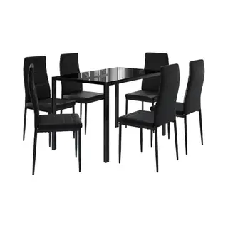 Vicco Grand Metall Moderne Eetkamerset Met 6 Stoelen, Zwart