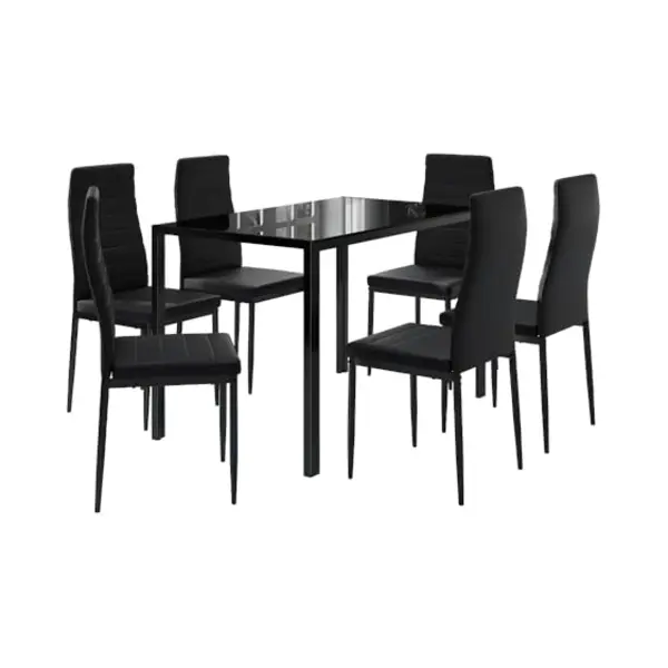 Vicco Grand Metall Moderne Eetkamerset Met 6 Stoelen, Zwart thumbnail