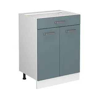 Küchenunterschrank R-line, Blau-grau, 60 Cm Mit Schublade, Ohne Arbeitsplatte Vicco