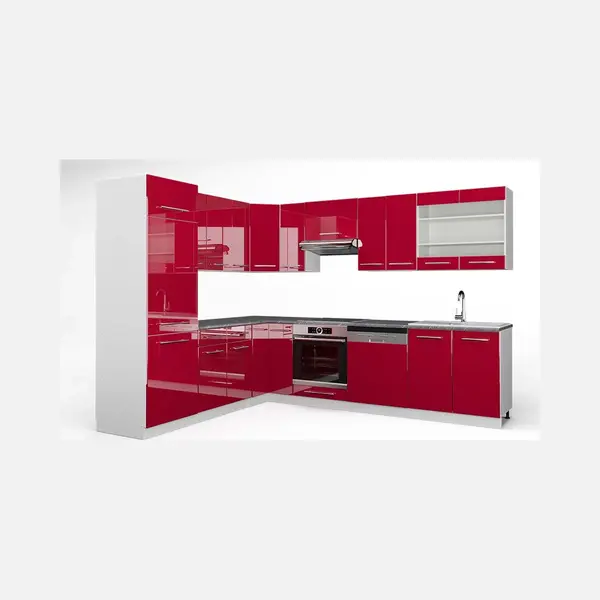 Vicco Fame-Line Hoekkeuken – 287 X 60 Cm, Wb Antraciet Bordeaux Hoogglans/wit thumbnail