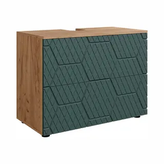 Vicco Vanity Unit Irma, Green, 80 X 58.6 Cm With 2 Drawers, Suitable For Washbasins With Siphon Cut-out
