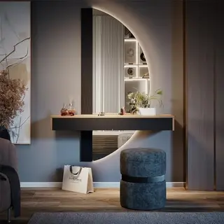 Vicco Dressing Table Melisa, Black, 120 Cm With 2 Drawers, Adjustable Height, Customizable To Individual Requirements